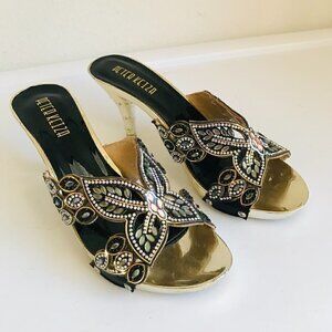Peter Keiza Butterfly Bling Sandals Slides Mules Size US 6.5 EU 37